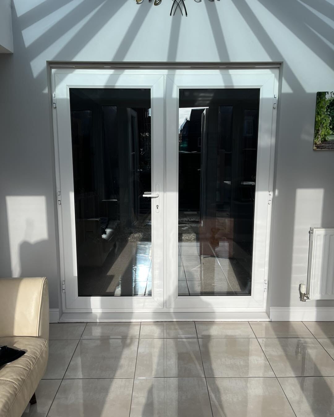 2100mm White UPVC French Doors (1500mm Doors + 2 x 300mm Sidelights)